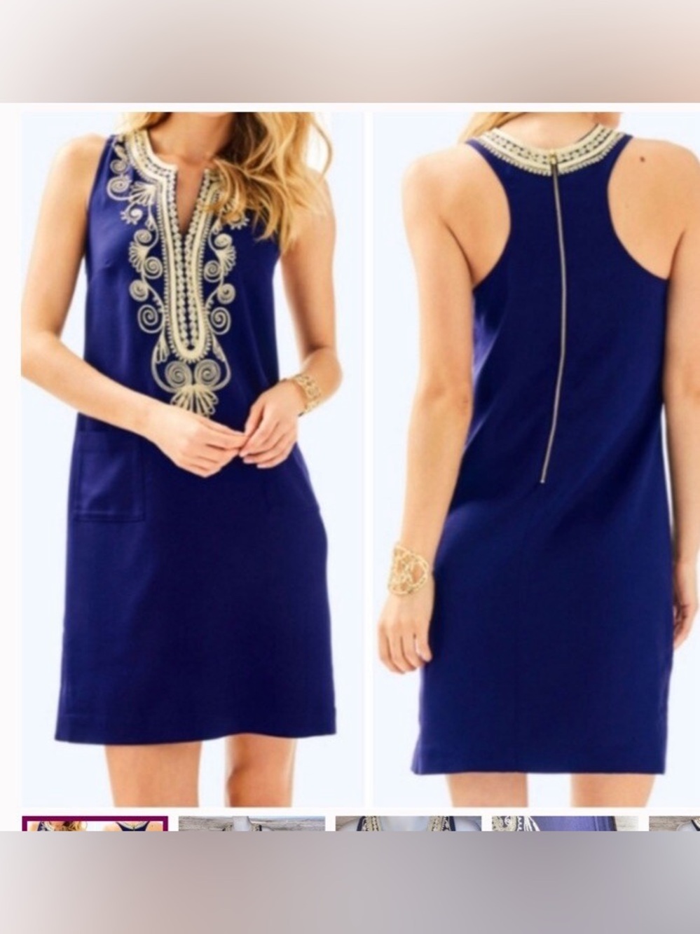 Lilly Pulitzer Navy Mini Dress with Gold Embellishment